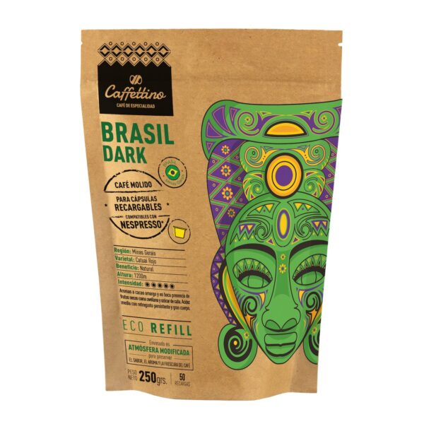Café tostado molido Caffettino Brasil Dark - cafe de especialidad - decapsulas