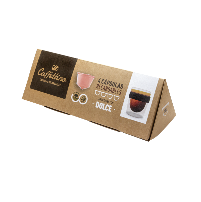 Kit de cápsulas de café recargables Caffettino compatibles con cafeteras Dolce Gusto - Cápsulas 100% ecológicas - Reutilizables