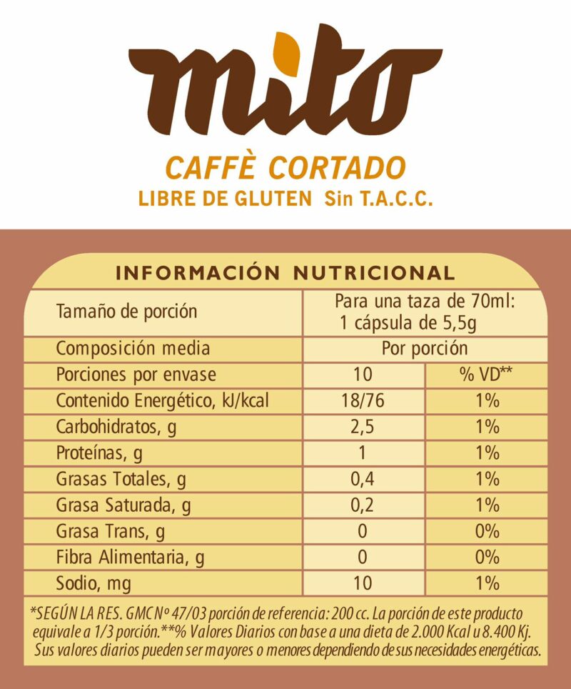 Cápsulas de café Cortado Mito Espresso - Cápsulas Nespresso compatibles