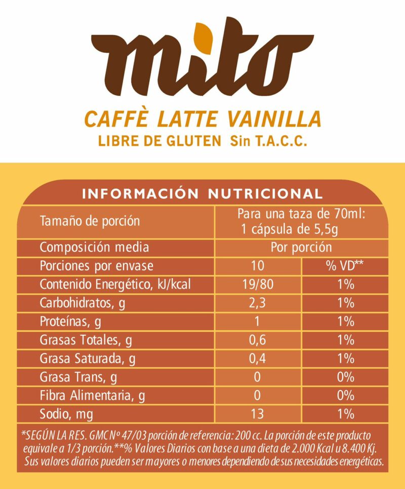 Cápsulas de Latte Vainilla Mito Espresso - Cápsulas Nespresso compatibles
