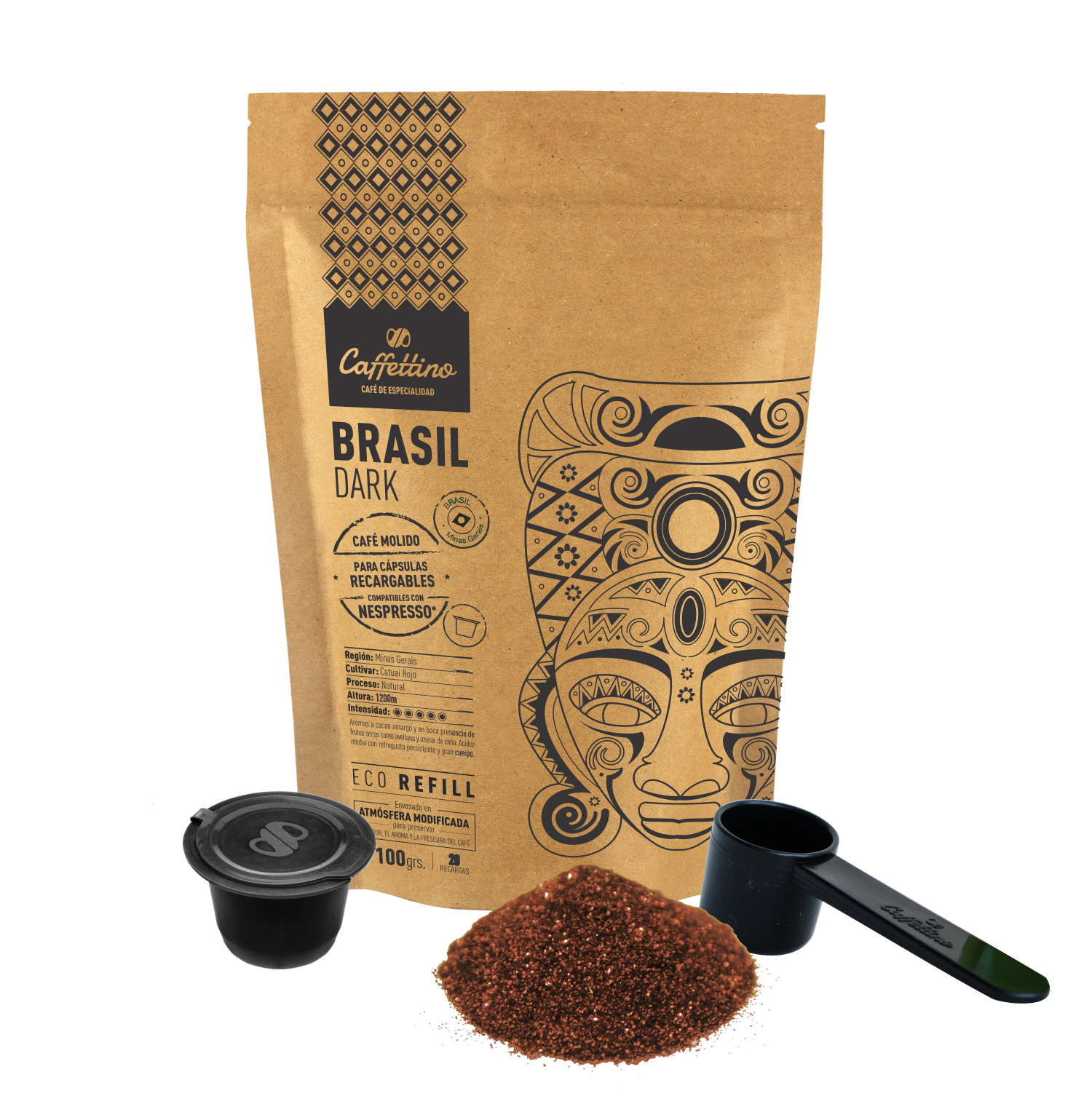 Ecopack Nespresso + 100 gr. café Brasil Dark - deCápsulas.com
