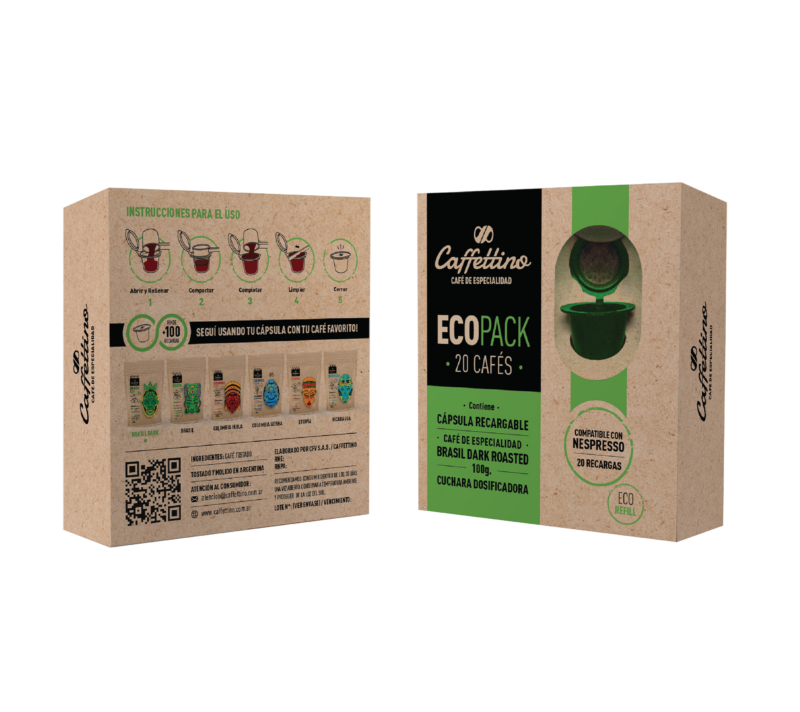 Ecopack cápsula de café recargable Caffettino Nespresso - Cápsulas 100% ecológicas - Reutilizables