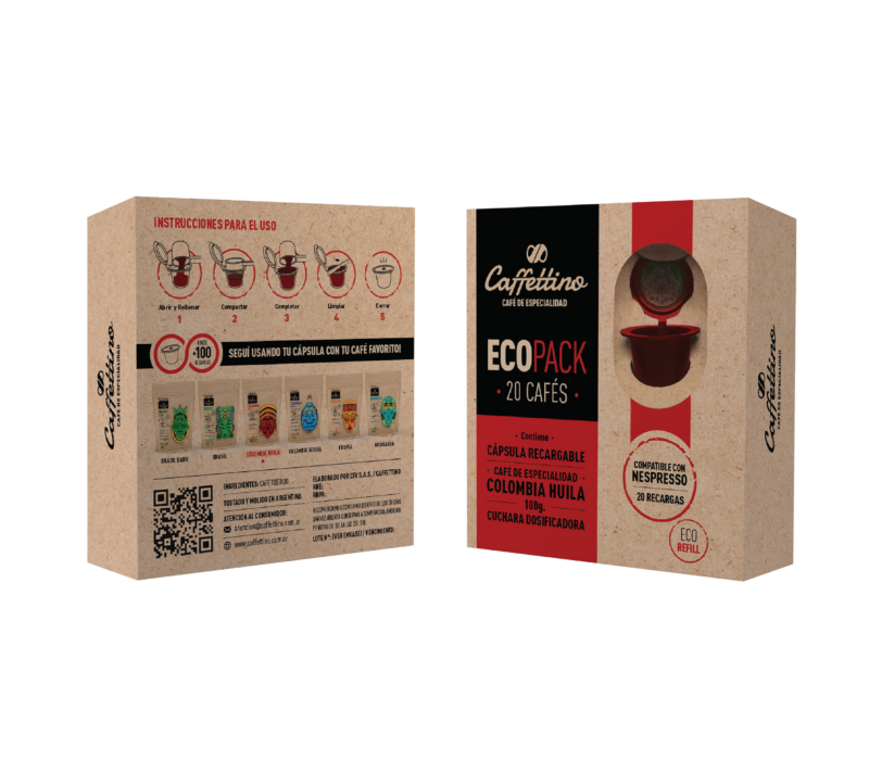 Ecopack cápsula de café recargable Caffettino Nespresso - Cápsulas 100% ecológicas - Reutilizables